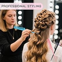 Vista 5 de 24 Pcs Rat Tail Comb Set for Women -Fine Tooth Styling comb with Pick, Anti-Static Heat Resistant Teasing Comb,Professional Hair Parting Tools for
