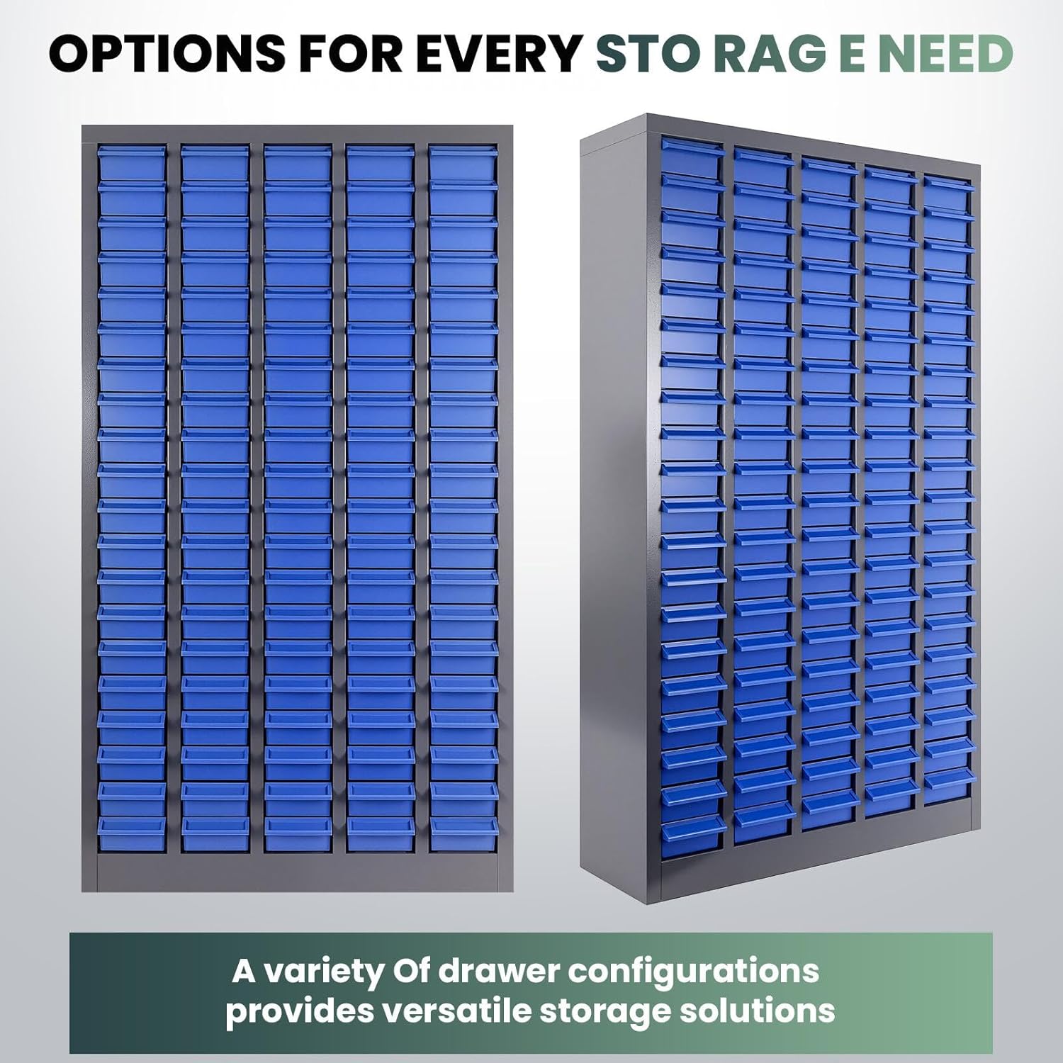 100 Drawer Durable ABS Parts Cabinet, Nuts and Bolts Organizer with Labeled Drawers, Tool Chest for Garage & Industrial Storage