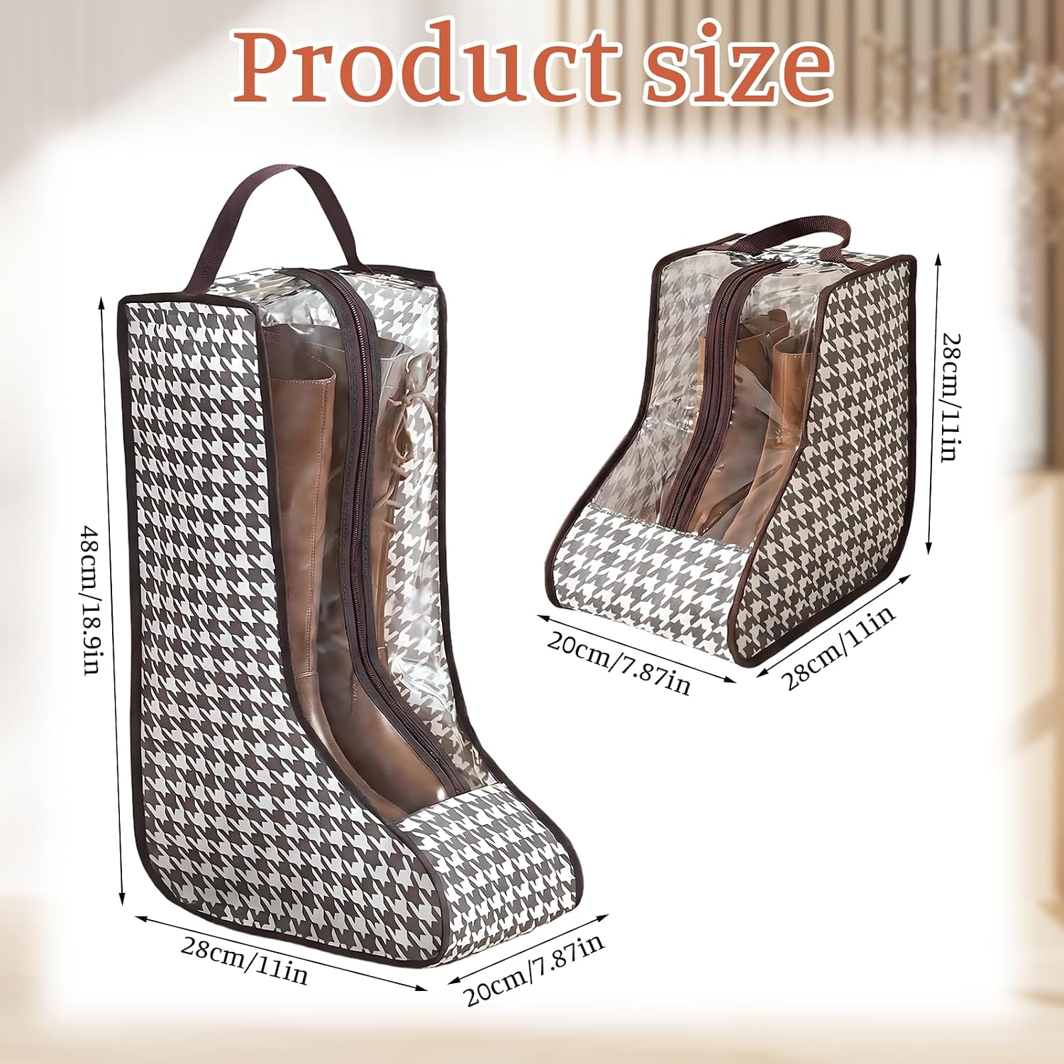 4 Pcs Boot Storage Bag with Handle Portable, Water and Dust Proof Boot Bags for Cowboy Boots Long Tall Shoes, Protector Shoe Bags for Leather Snow Ankle Boots Travel(2*High + 2*Short)