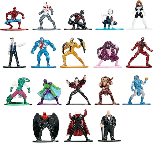 Jada Toys Marvel Spider-Man - Paquete de 18 figuras fundidas a presión de la serie 9, juguetes para niños y adultos