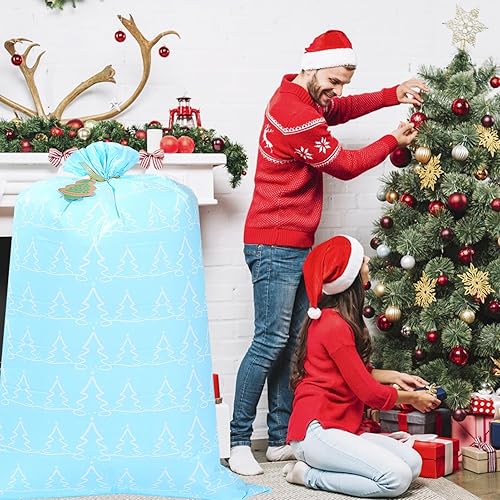 Miniatura 7 de LIYUABU Bolsas de regalo de Navidad extragrandes de 56 x 36 pulgadas, 1 unidad de plástico duradero reutilizable de gran tamaño, bolsas de regalo