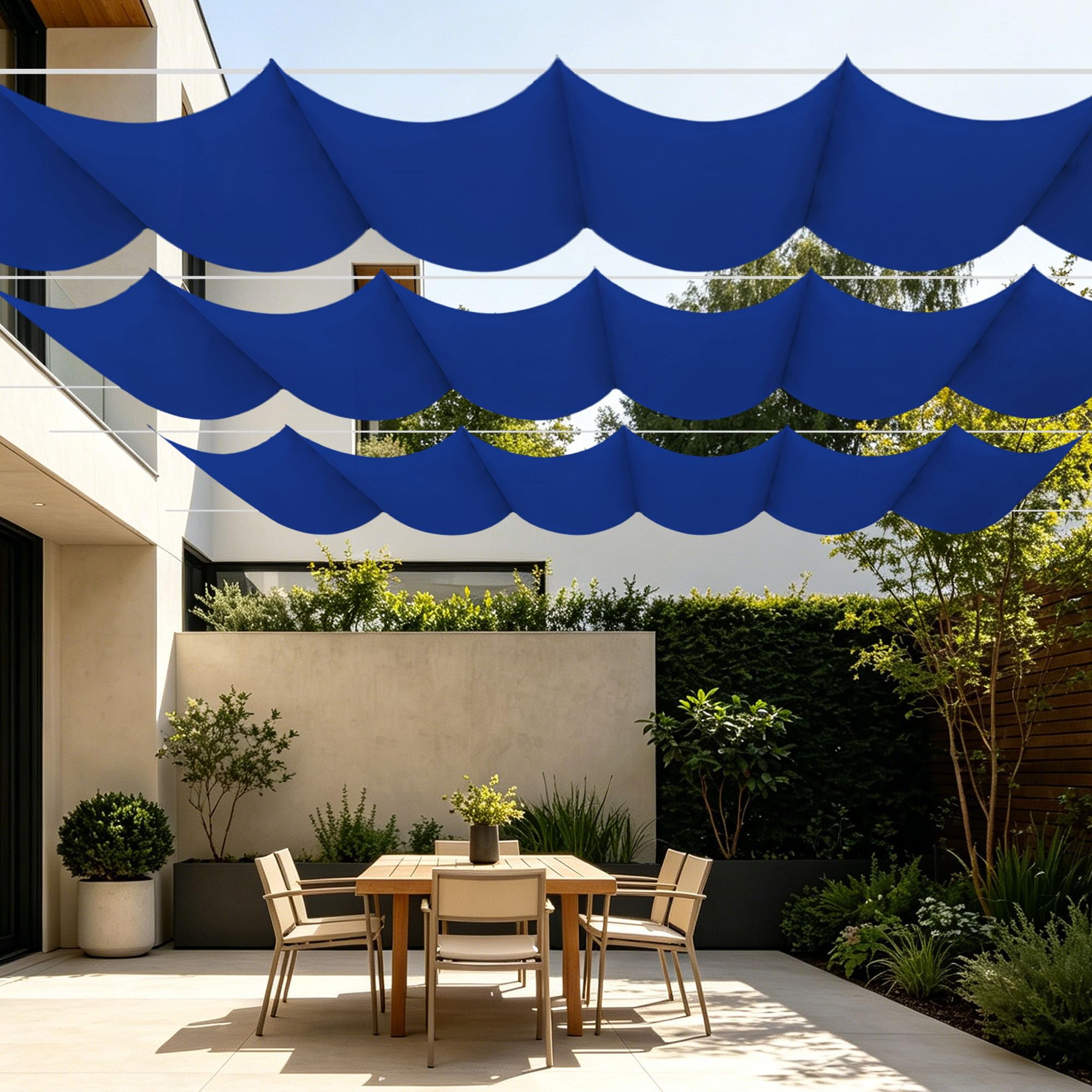 Toile ombrage rétractable vague extérieur patio balcon jardin 4x5m
