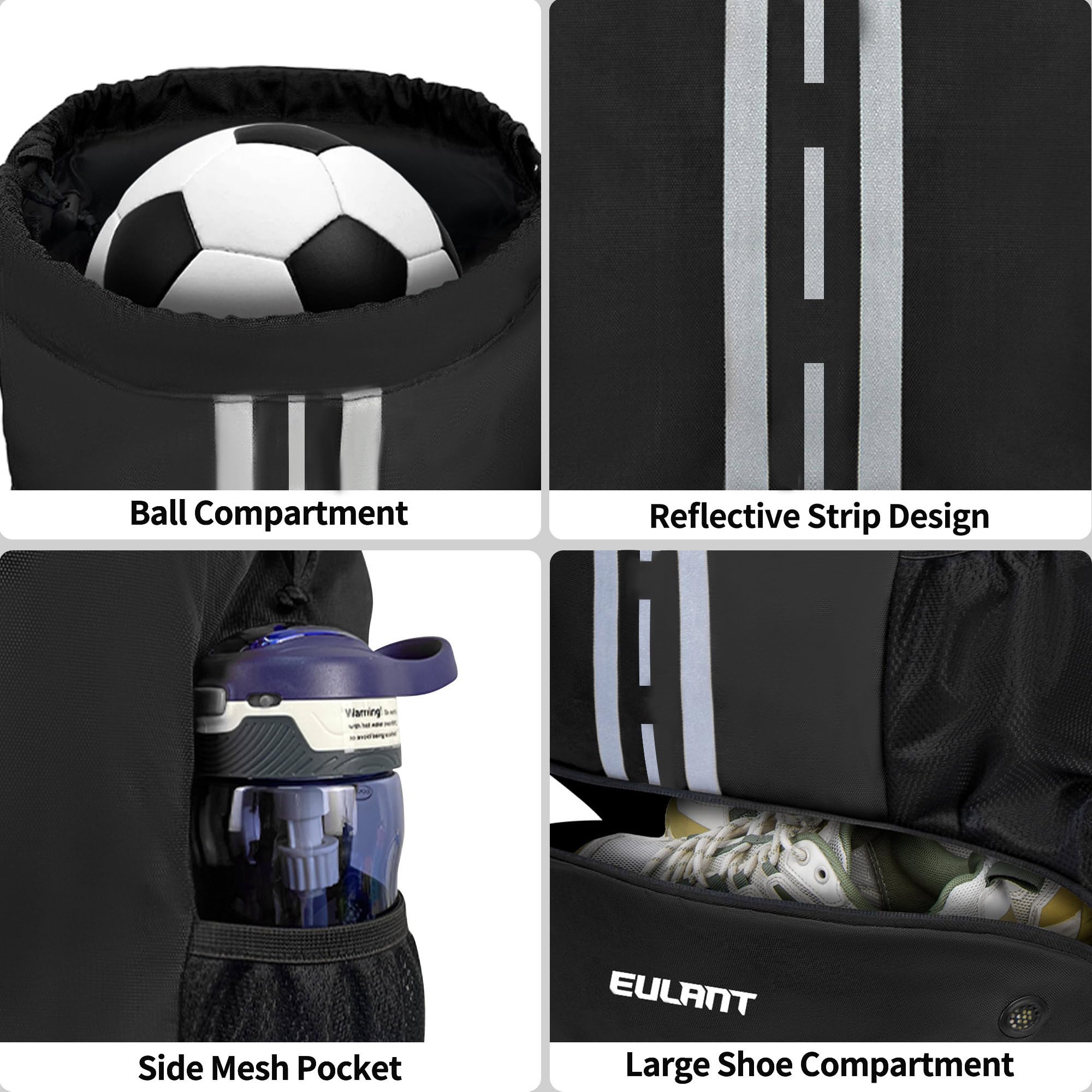 EULANT Verbessert Fußball Rucksack mit Schuhfach, Multifunktionsrucksack mit bodenfach, Wasserdichter Sporttaschen für Basketball Schwimmen Camping Training Strand Yoga,Trockene Nassabscheidung
