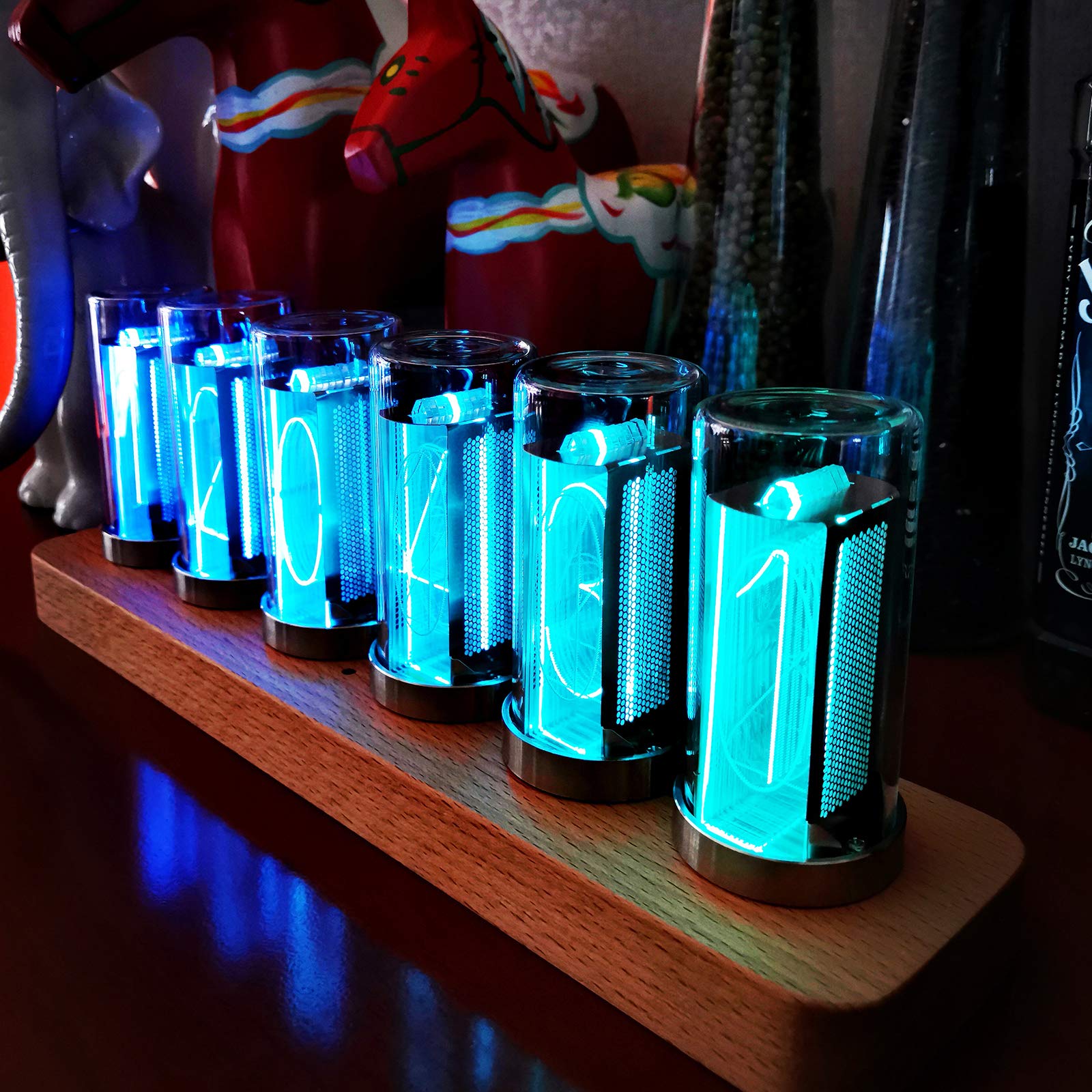 Nixie Orologio tubolare a LED digitale, con calendario, doppio materiale LED, presa USB di tipo C, ideale per amanti, fidanzati, Natale, compleanno