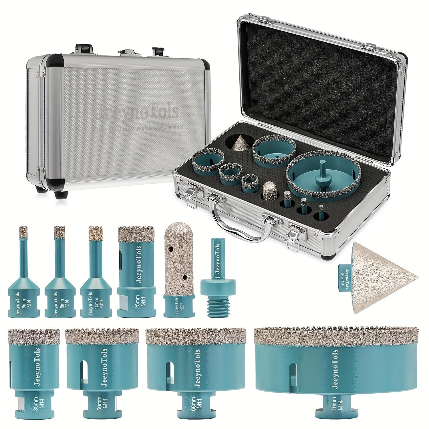 Punte Diamantate Per Piastrelle 11 Pezzi - Seghe A Tazza Per Gres E Ceramica, Con Adattatore - Foto 6