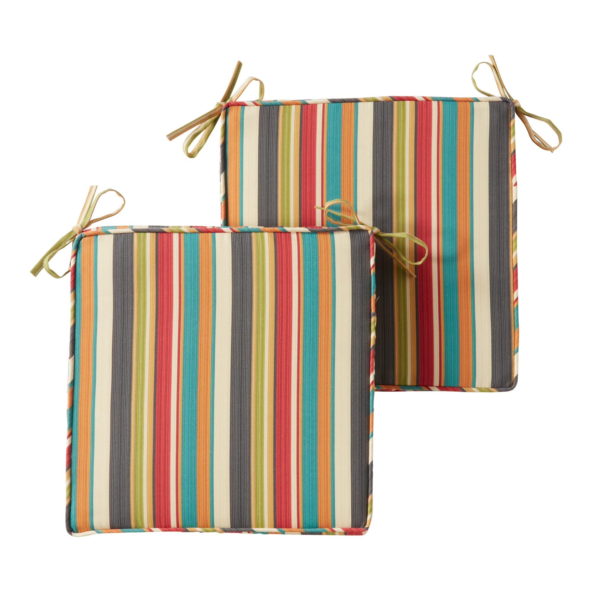 Greendale Home Fashions Outdoor 18-inch Square Reversible Seat Cushion, Adobe Stripe