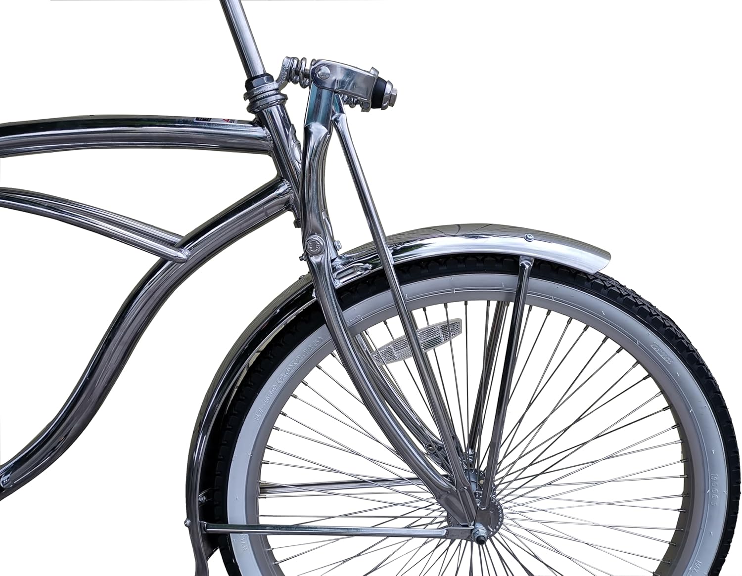 MICARGI Cougar 26-in Retro Beach Cruiser for Adults, Female/Male Style Stretch Cruiser Bike, Single Speed,High Rise Handlebar-Chrome