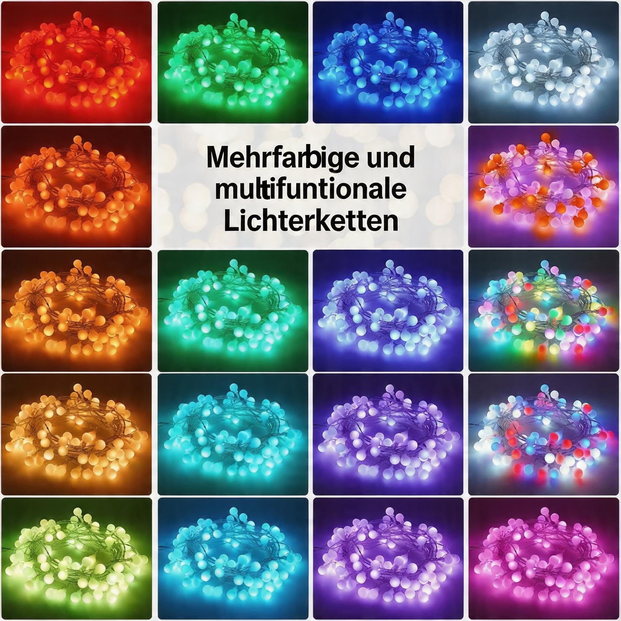 StarryEver 40 LED Lichterkette Batterie & USB, 6M 25 Farben RGBWW Globe Lichterketten Außen/Innen mit Fernbedienung Timer, Kugel Lichterkette für Weihnachten Garten Zimmer Kinderzimmer Klassenzimmer