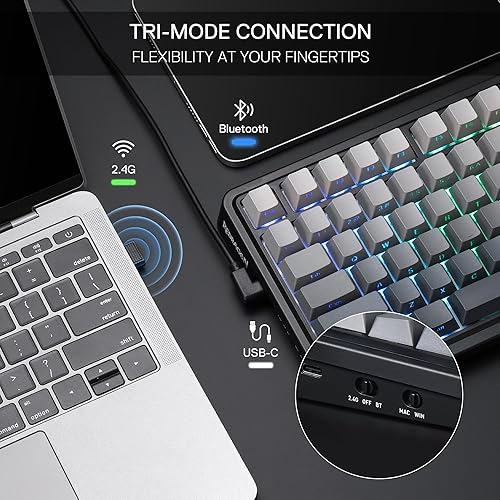 Miniatura 4 de Redragon K686 PRO - Teclado inalámbrico para juegos RGB de 98 teclas, teclado mecánico PBT de 3 modos con enchufe RGB orientado al sur de