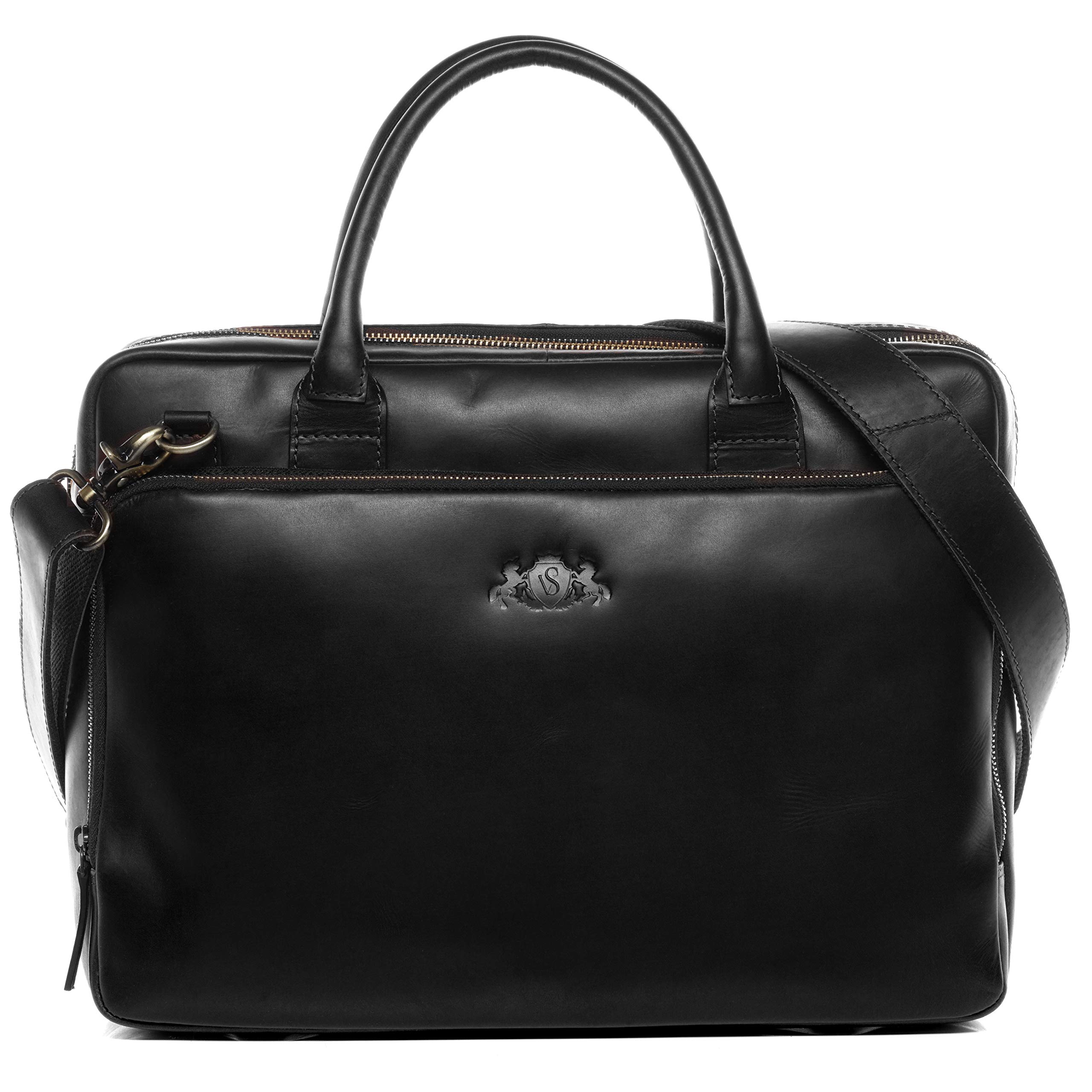 SID & VAIN Sac bandoulière Ordinateur Cuir véritable 15" Ryan Sac Porte-Document en bandoulière XL Grand Sac Messager école Etudiante Travail