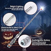 Vista 2 de ChampWe Light Up Magic Wizard Wand Rechargeable Illuminating Toy for Kids Witch Collection Cosplay Accessories with Spellbook and Gift Box (Blade)