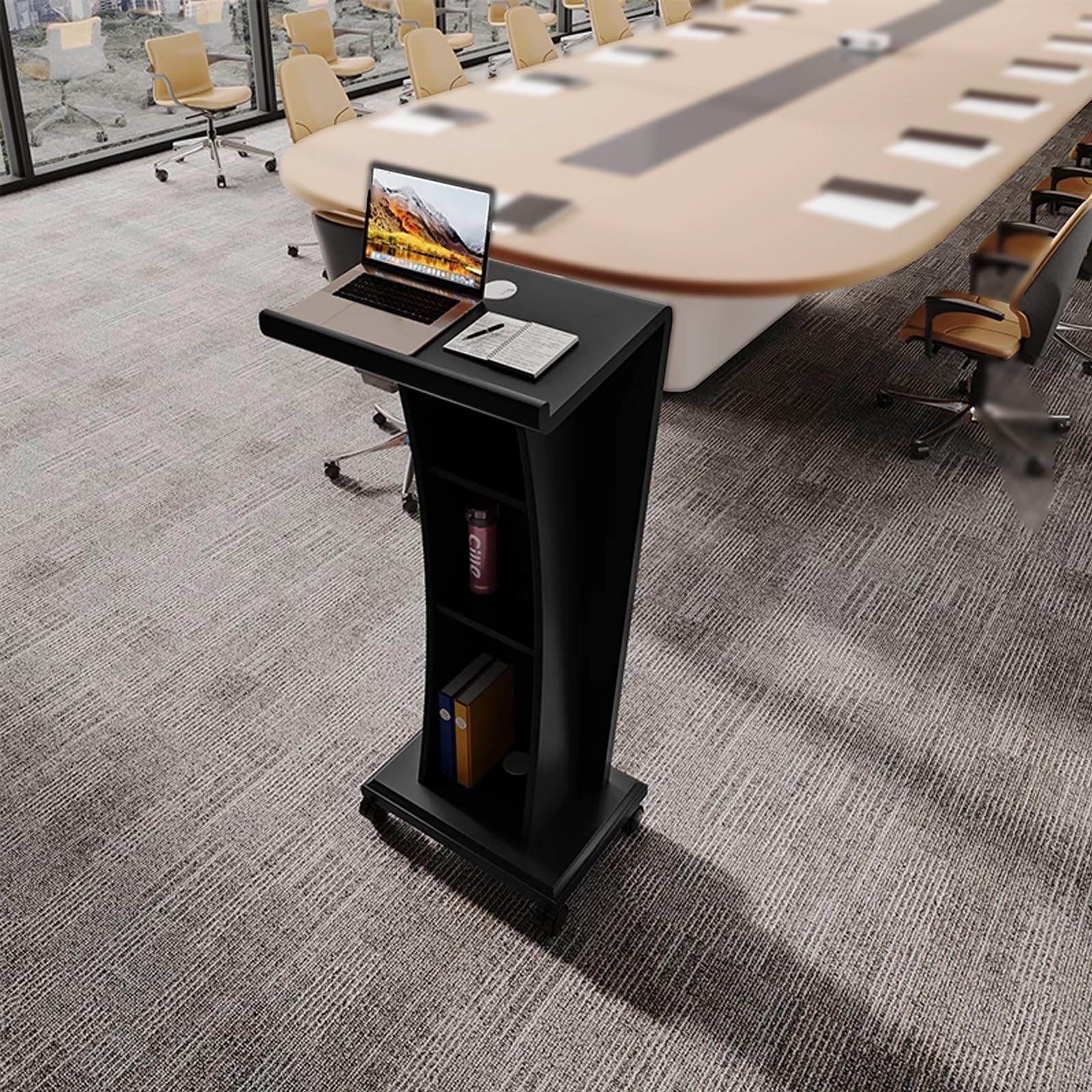 DUANHOZ Reception Desk with Drawers, Solid Wood Podium Stand for Classroom Salon Lobby Retail Checkout Counter