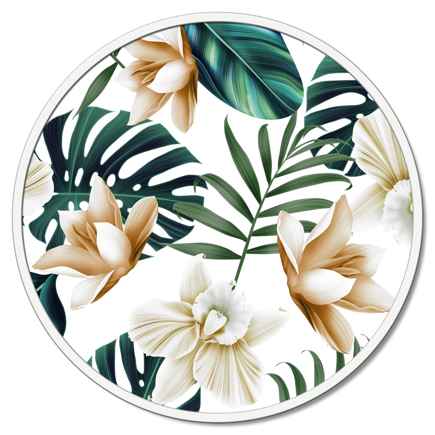 Panel redondo Pintdecor de orquídeas de 60 cm para crear un dormitorio relajante