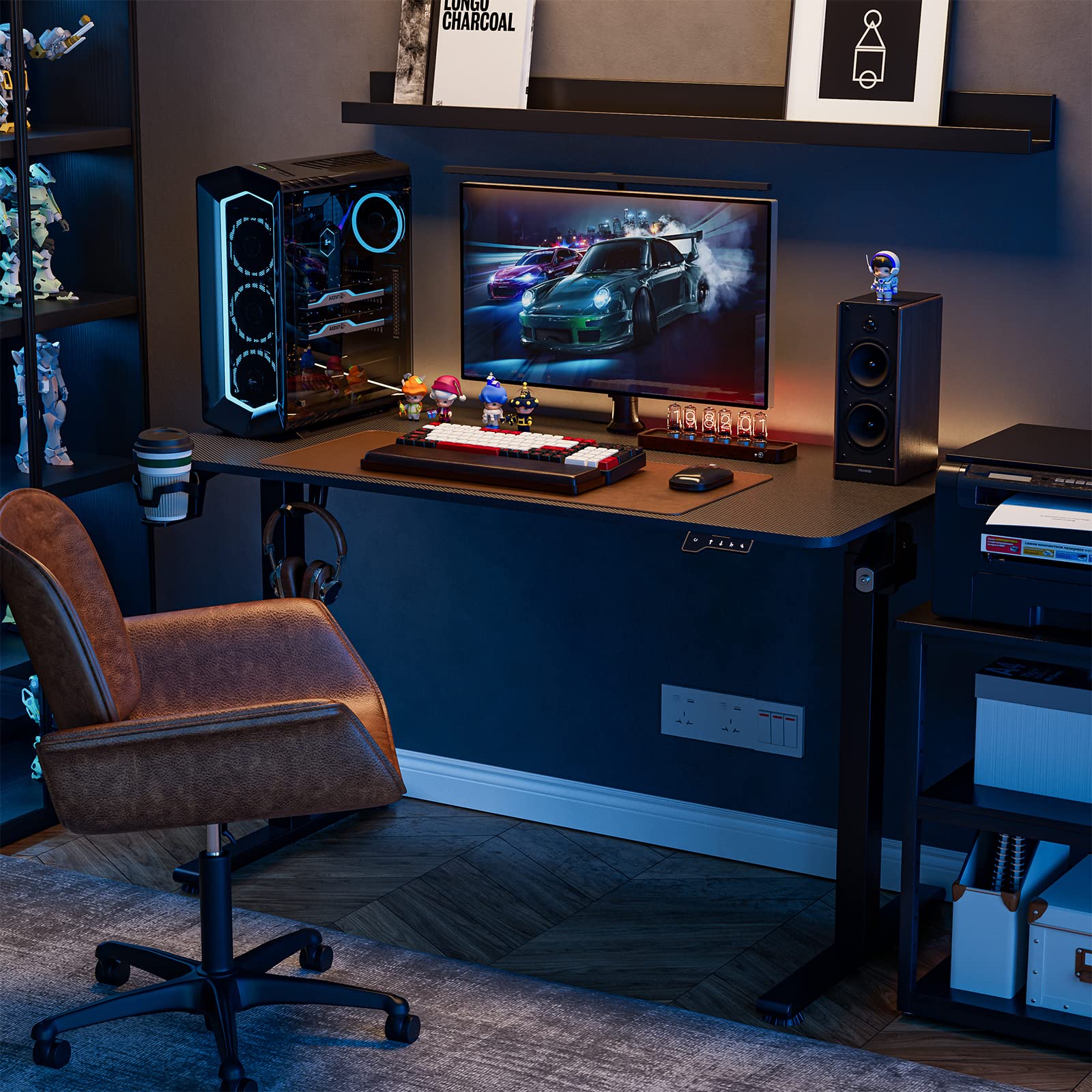 Azonanor Standing Desk - Stand up Desk with Splice Board, Electric Height Adjustable Desk, 48 x 24 Inches Sit Stand Home Office Desk