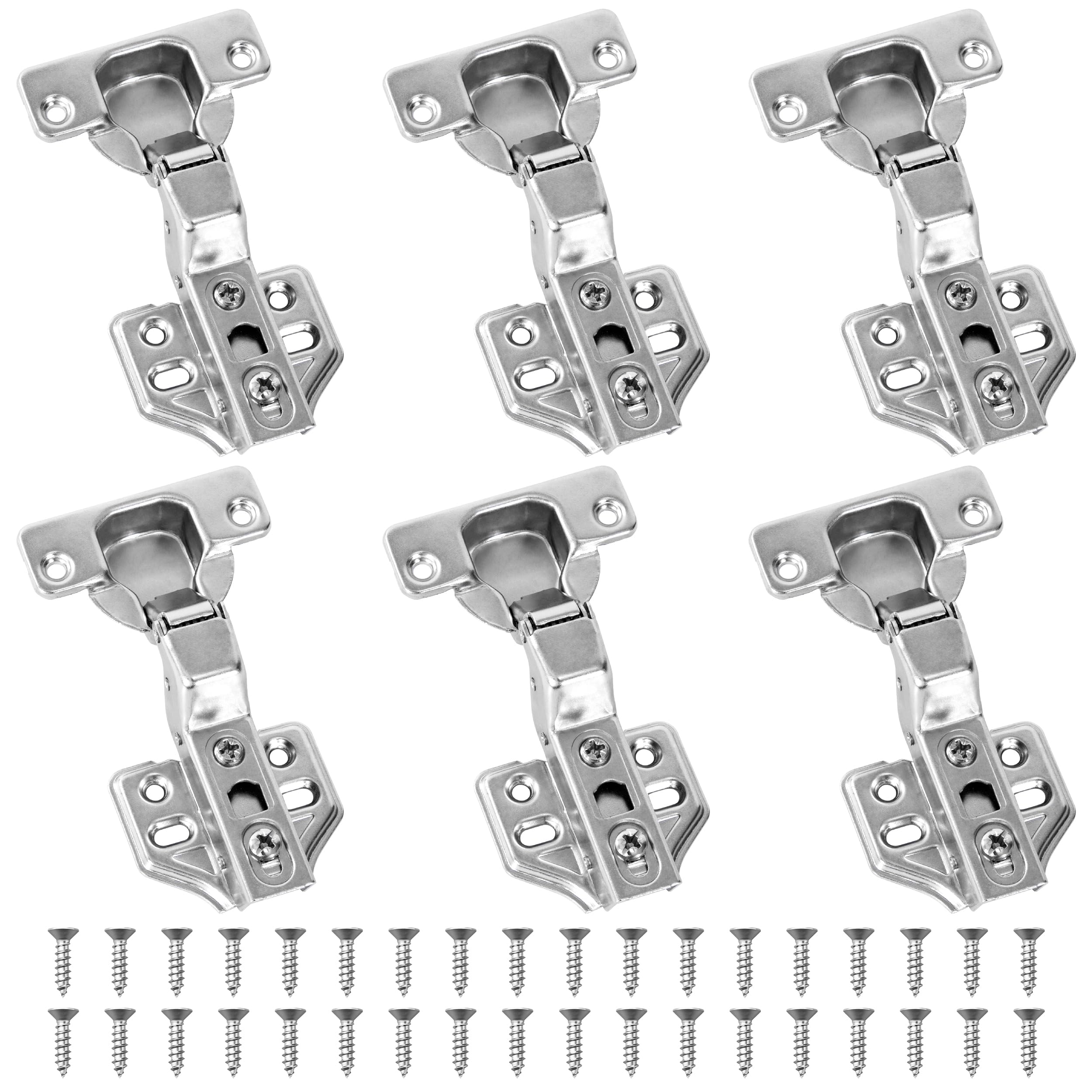 Recentrant Kitchen Cupboard Door Hinge 35mm 110 Degree with Built-in Damper Automatic Closing Mechanism Hinge, for Kitchen Door Cabinets (6 Pcs)