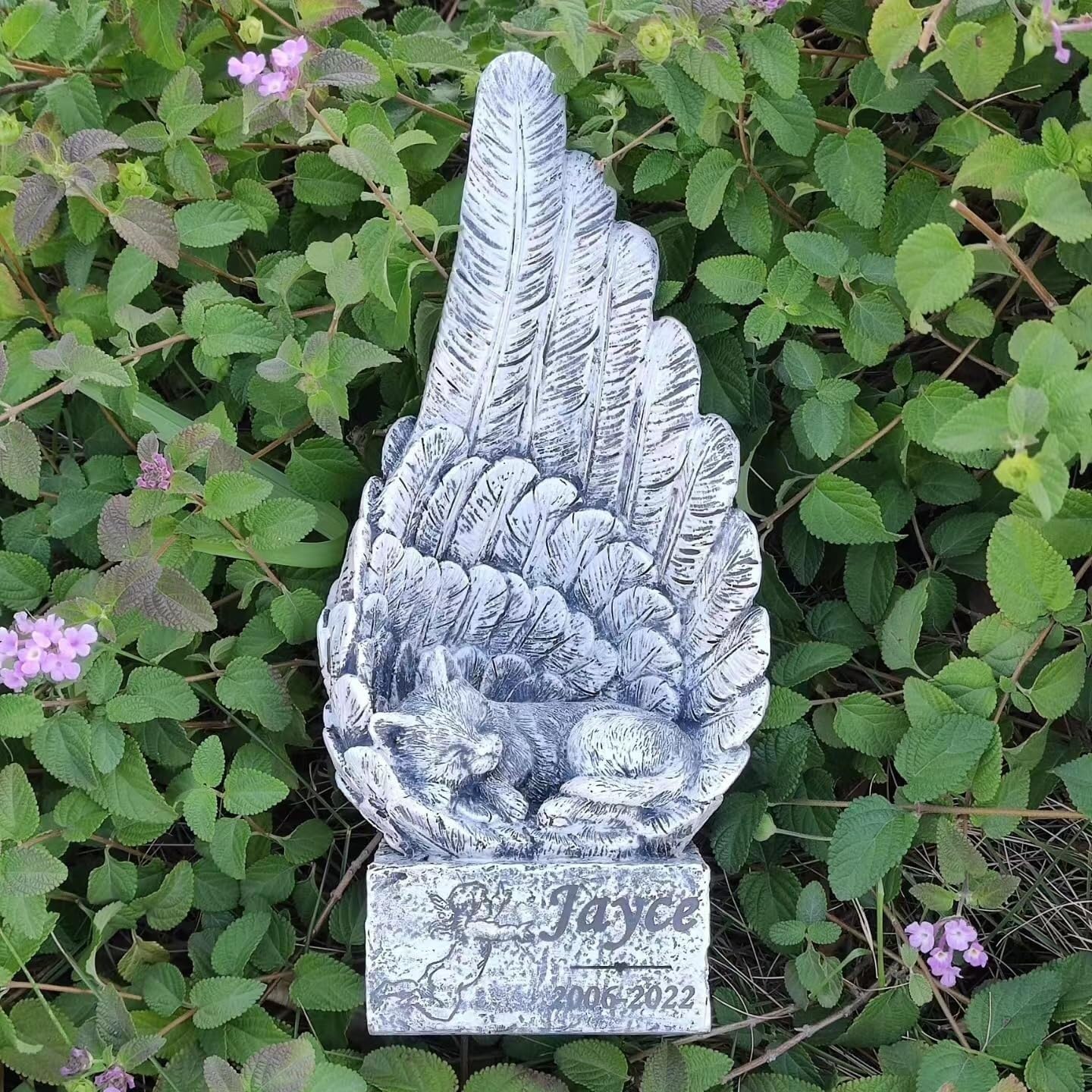 Piedra conmemorativa de gato para superar el duelo de tu mascota en casa o jardín