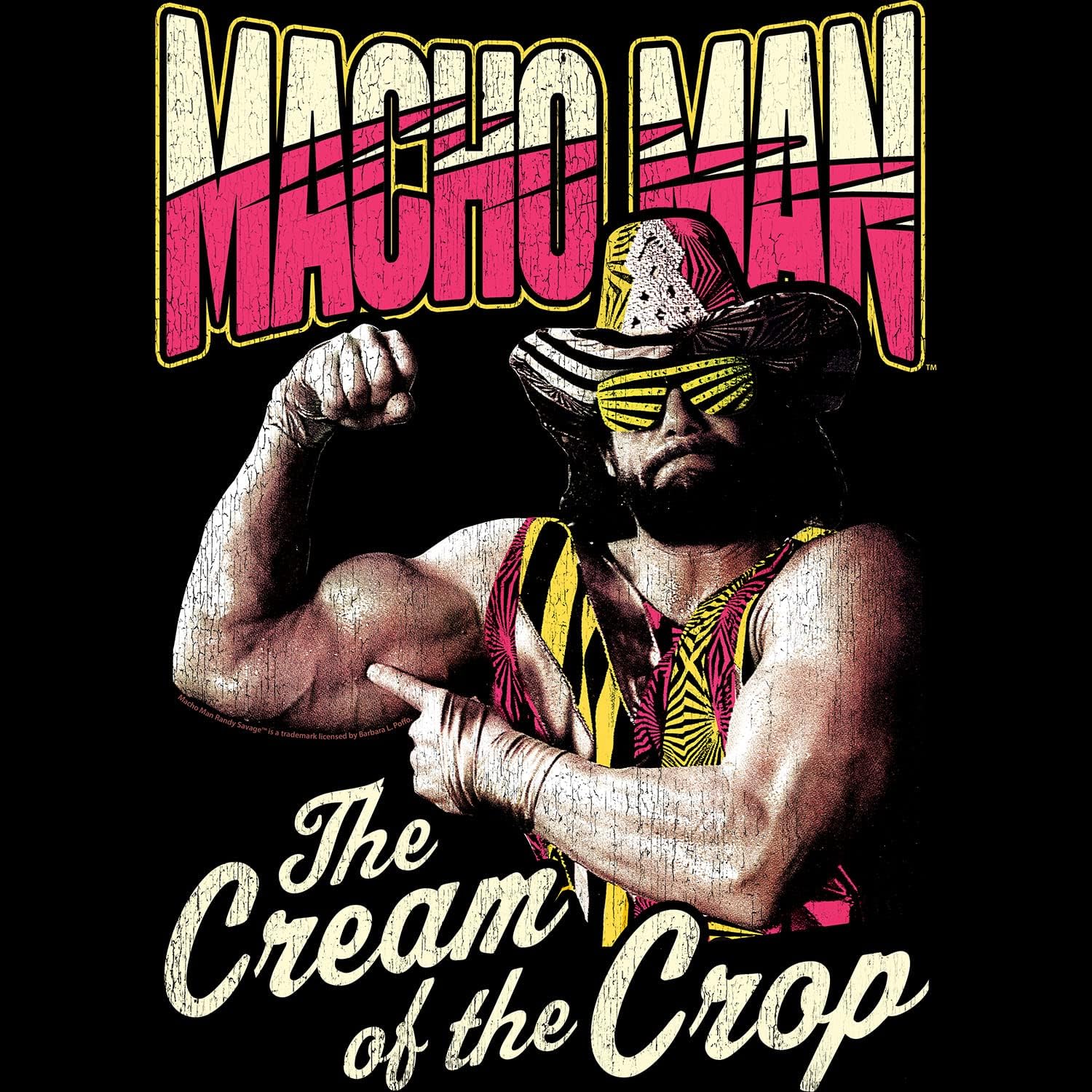 American Classics Macho Man Cream of The Crop Black Adult T-Shirt Tee - Image 2