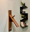 Drop Shelf Wooden Motorcycle Helmet Holder Wall Mount with Key Hooks | Solid Teak Wood Helmet Stand & Riding Gear Organizer | Helmet Hanger for Home, Garage & Entryway gallery image