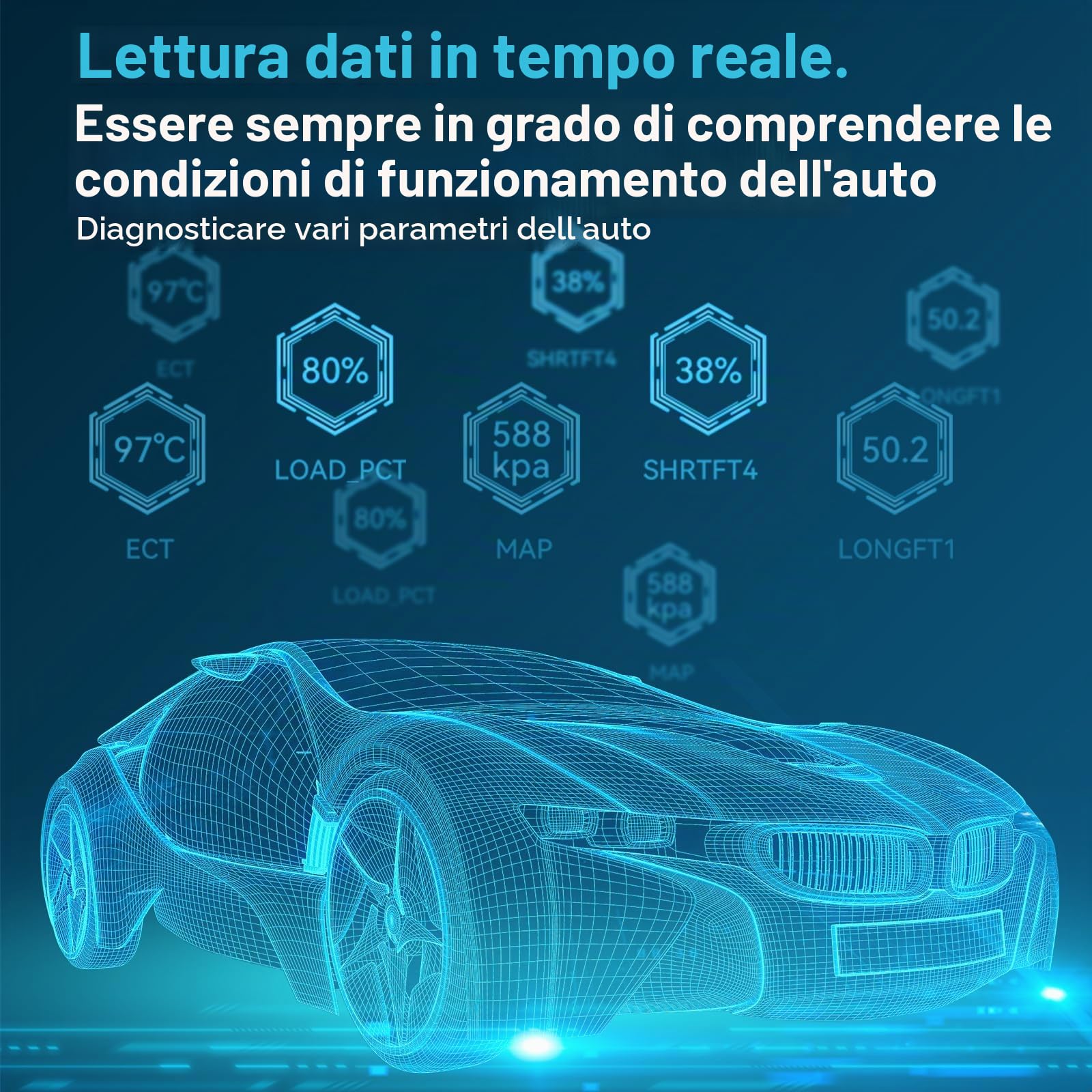 D-Lumina V521 OBD2 Diagnosi Auto, Spia Motore di Controllo, Lettore di Codici, Cancellazione Codici di Errore, Ricerca DTC, Dati in Tempo Reale, Compatibile con i Protocolli OBDII