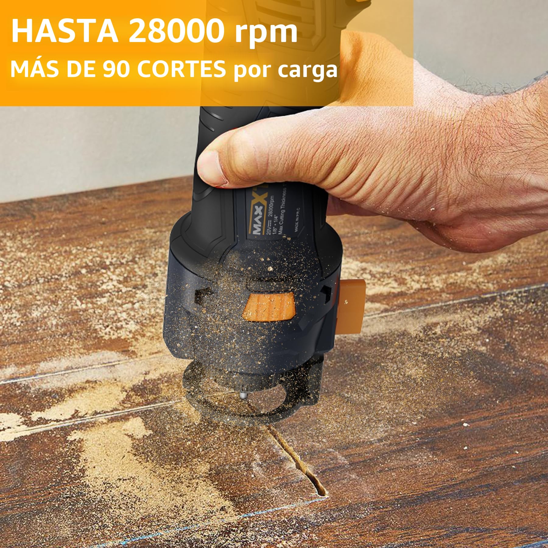 Fresadora de Corte a Batería, MAXXT Sierra de Corte con LED 20V 28000RPM, Herramientas de Corte de Yeso sin Cable para Contrechapado/Madera/Yeso（Incluye Baterías y Cargadores）