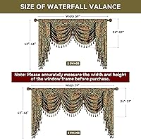 Vista 99 de Loom and Mill Luxury Waterfall Valances for Windows, Elegant Jacquard Thick Swag Curtains Valance with Tassels for Living Room, Bedroom Party Light