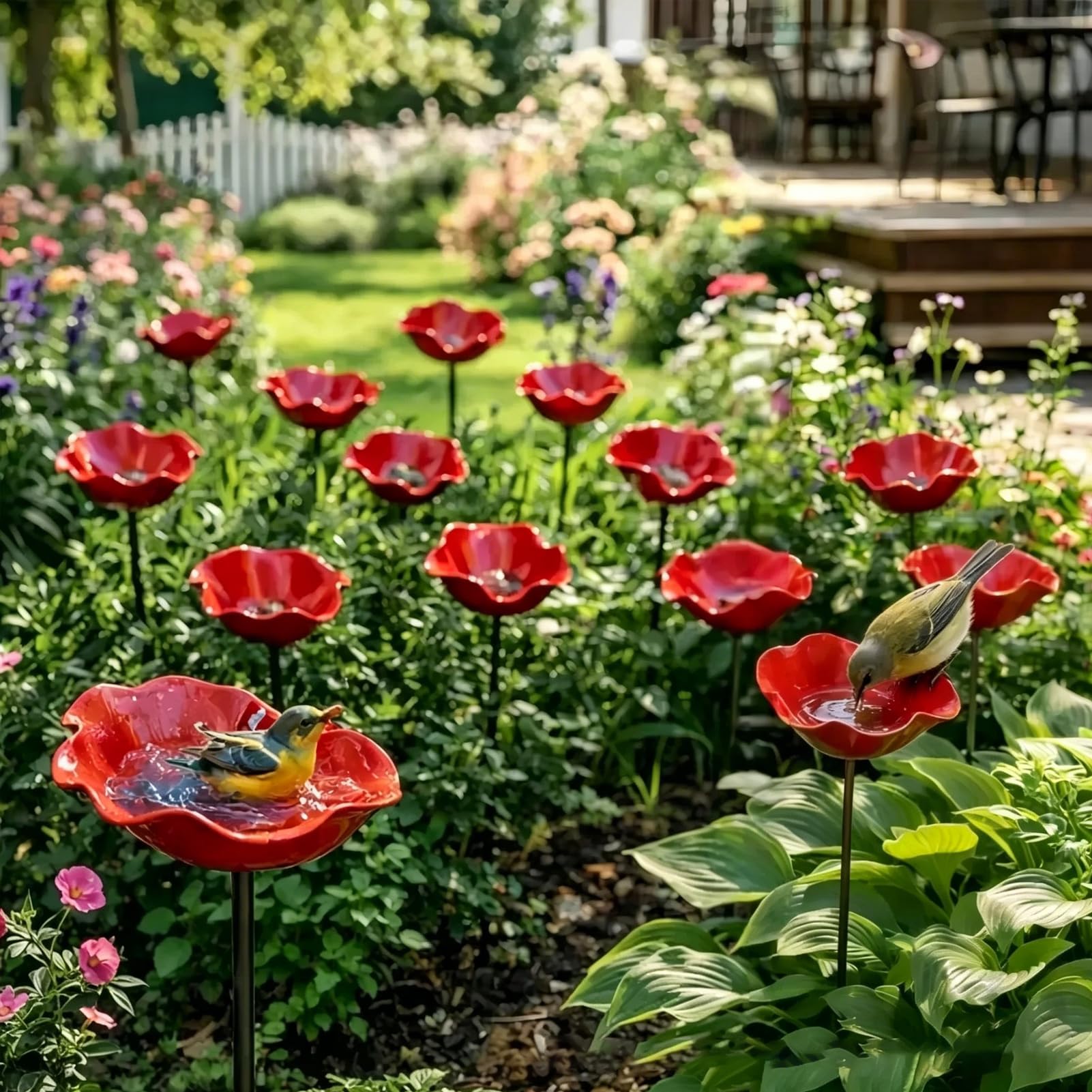 Gartenstecker Bienentränke Metall, Bienentränke Blumenform, Vogeltränke Stehend, Bienentränke Fütterungsschale, Für Schmetterlinge Unzertrennliche Wellensittiche,6pcs