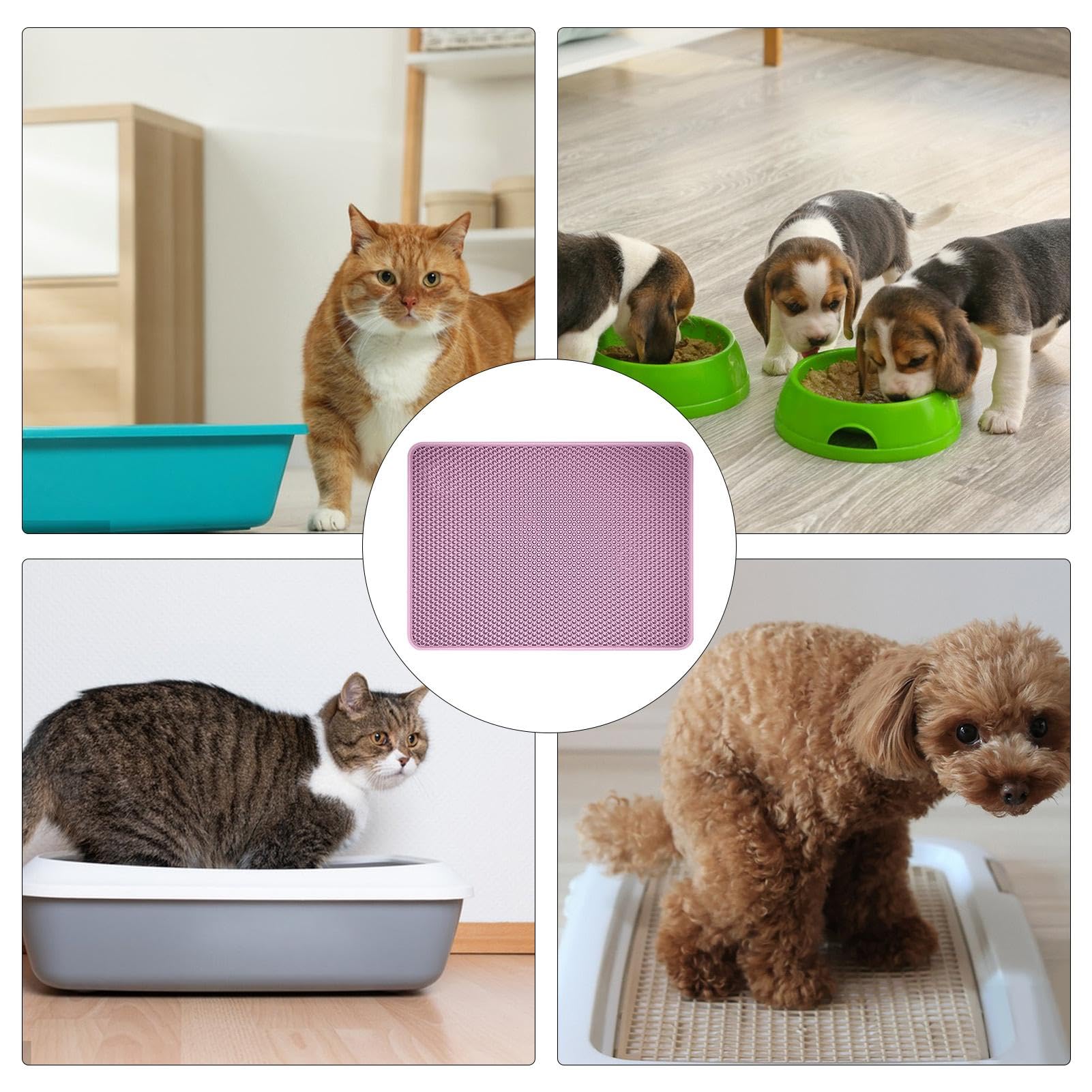 Tapis de litière pour chat | Tapis récupérateur de litière avec design | double couche – Tapis de litière imperméable pour chat pour le sol, tapis récupérateur de litière pour moins de déchets