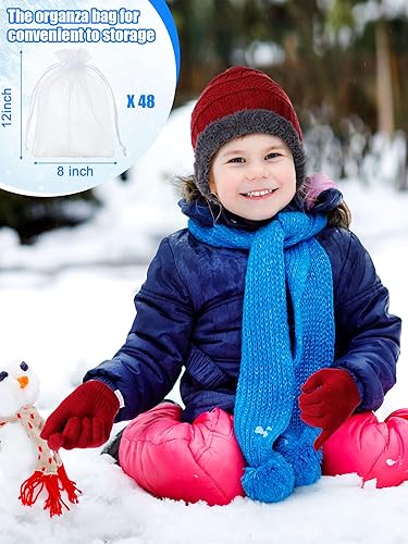 Miniatura 5 de Conjunto de calcetines y guantes de invierno para niños y niñas, gorro de lana de punto cálido con bolsas de organza, regalos de Navidad de invierno