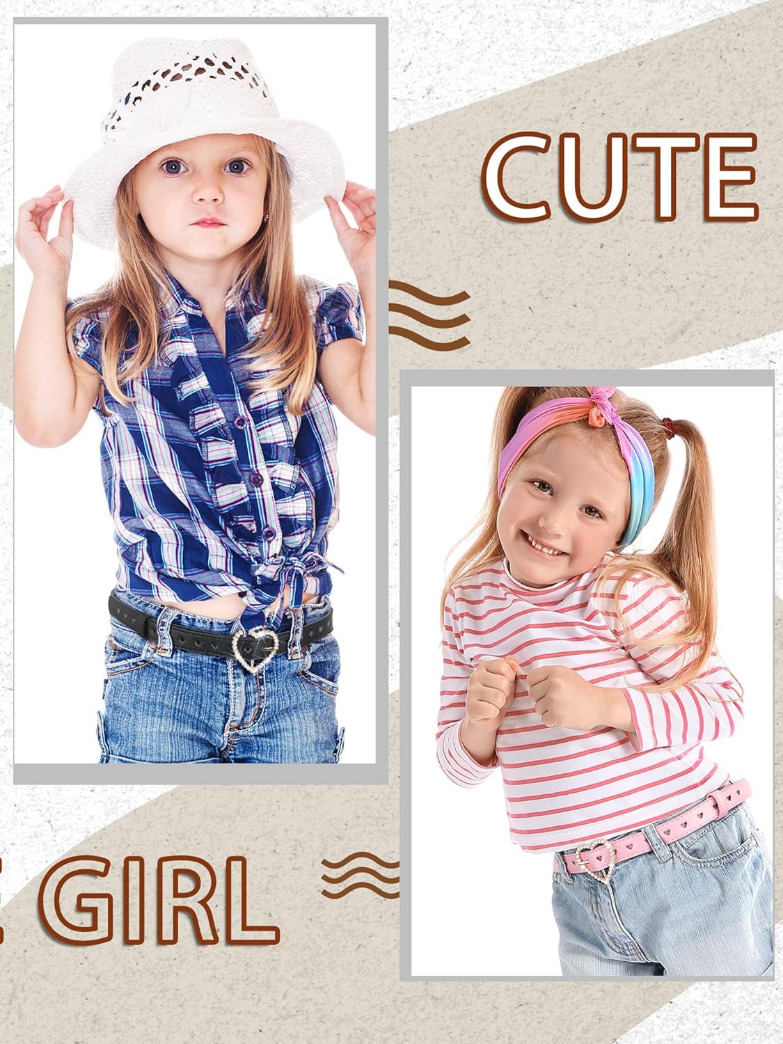 Ramede 6 Pcs Girls Belt with Heart Metal Buckle Skinny Kids Leather Belts for Jeans Dress Pants - Image 5