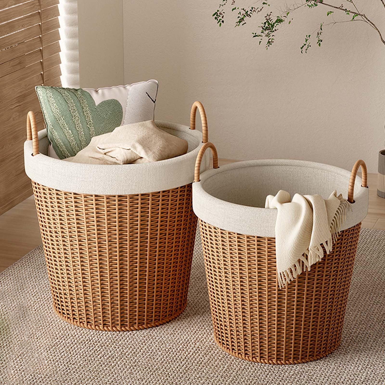 Panier à linge tissé pour organiser les jouets et vider le sol