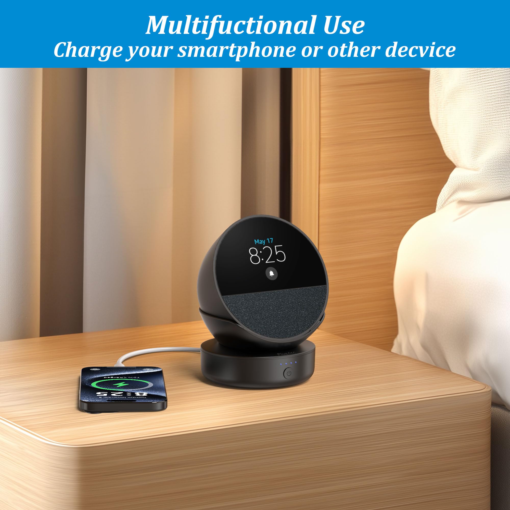PlusAcc Batteria per Spot - Dock Ricarica Portatile con Porta di Uscita USB-C, Accessorio da Tavolo per iPhone e Spot (Spot Non Incluso) (Nero)