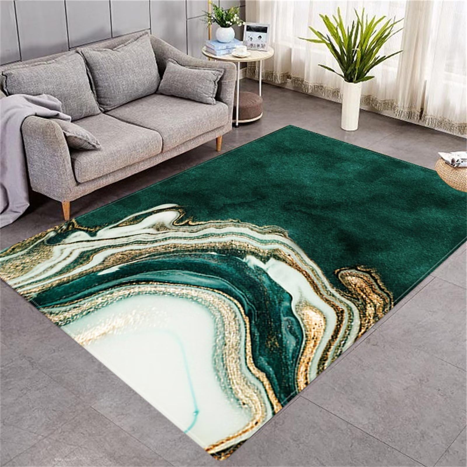 Living Dining Room Abstract Emerald Green Marble Area Rugs Non Skid Modern Indoor Throw Rug Soft Home Decor 5x8ft Carpets 5'x8' TS11-05-150*245-A