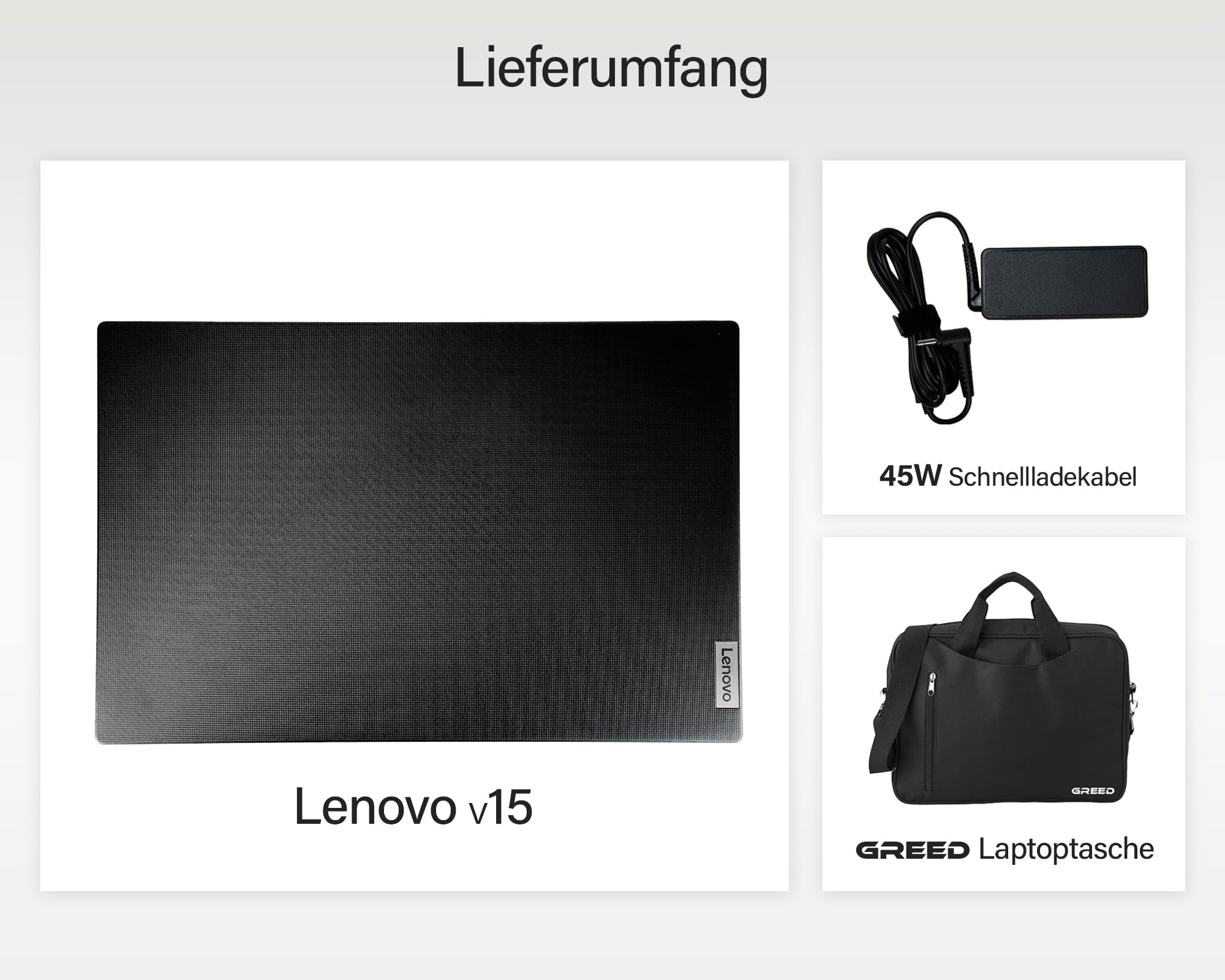 Lenovo - Schneller Laptop mit Intel Celeron N4500 2x2.80 GHz - 15.6 Zoll Full HD Notebook - 16GB DDR4 RAM - 1000GB SSD - Webcam - Bluetooth - USB 3.2 - WLAN - inklusive Win 11 Pro + Greed Laptoptasche