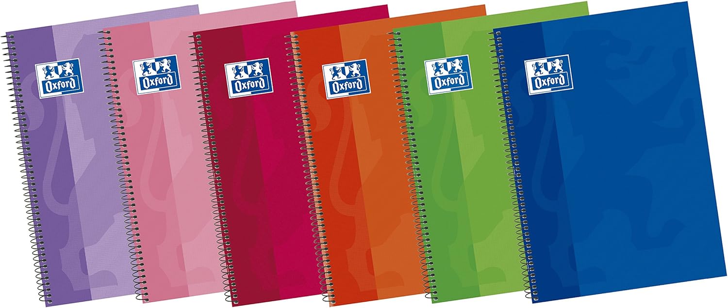 Oxford Classic Pack Of 5 Notebooks, Spiral and Lid extradura, fº, 1 Line C/M