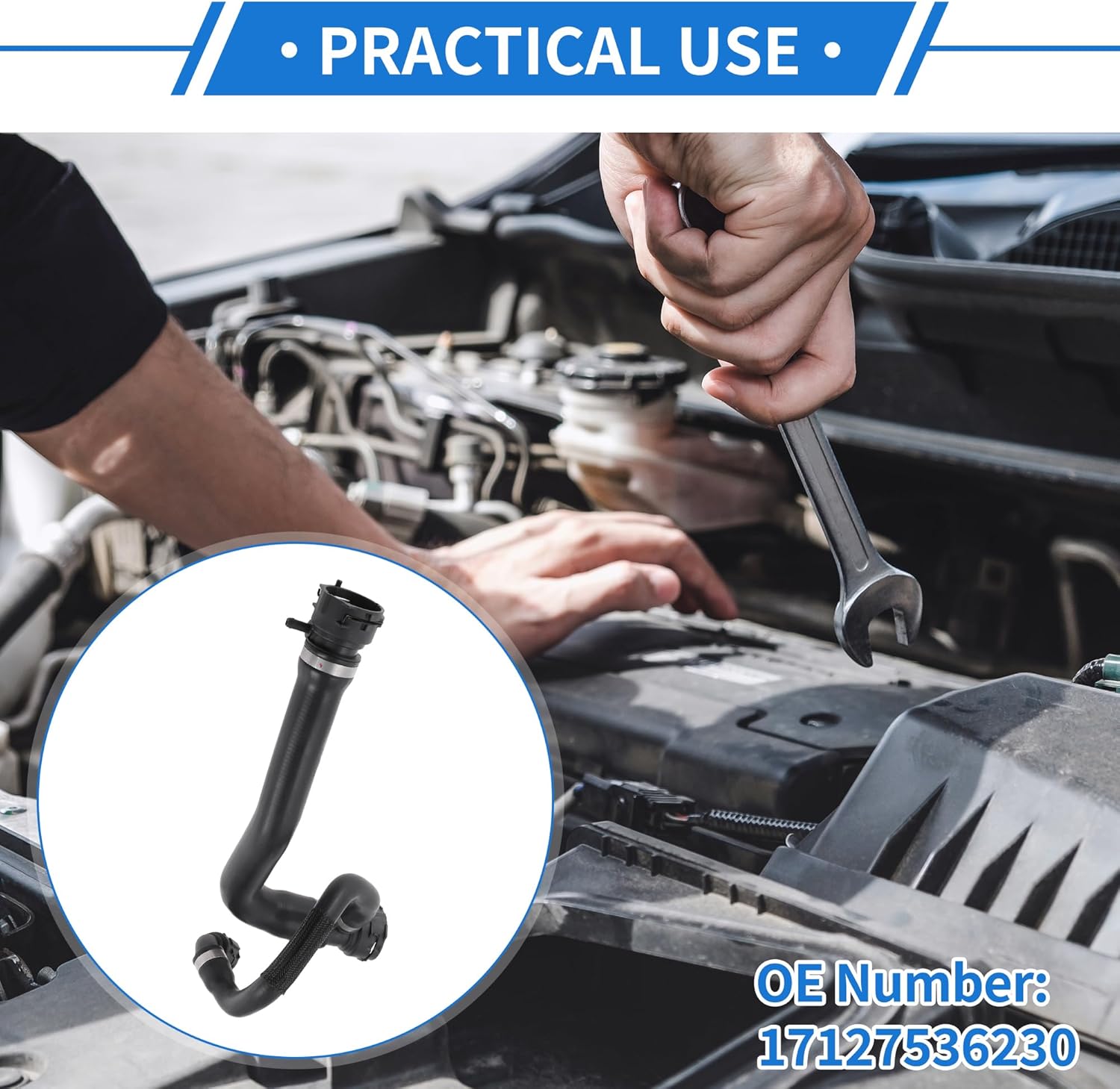 1 Pcs Radiator Hose for BMW X5 E70 2006-2010 Good Sealing Rubber Black Upper Coolant Water Hose