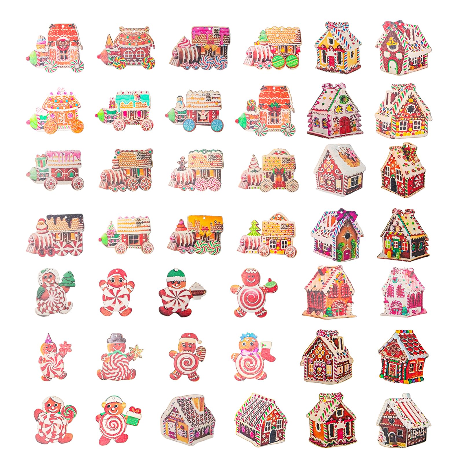 Keboyoe 42 Piezas Adornos Colgantes Navidad Jengibre Hombre de Casa de Pan de Jengibre Decoracion Navidad Colgante de Adornos Navidad con Cuerdas Decoración Árbol Navidad para Casa Fiesta