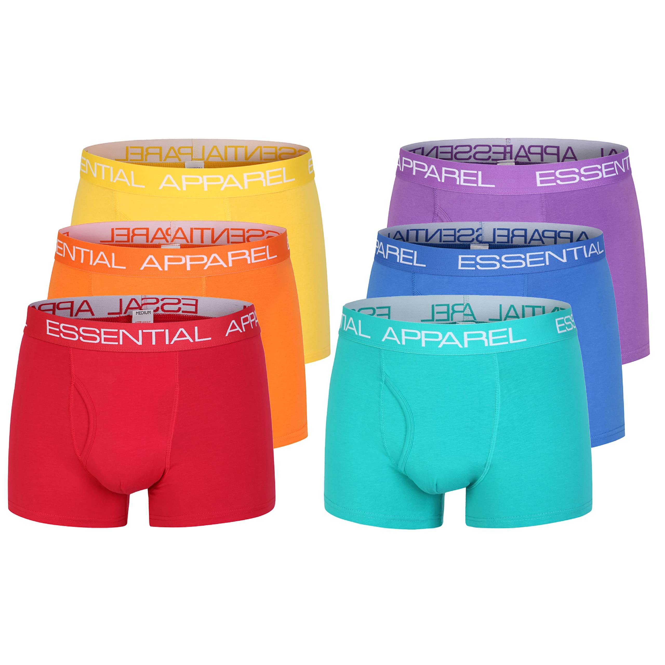 The Essentials Wardrobe Men's Brights Pack Tew 6 Pack Boxer - Medium