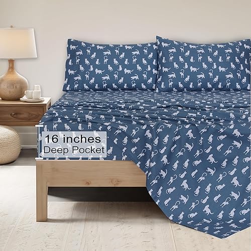 Miniatura 5 de ZOYER Juego de sábanas de franela tamaño King, 100 % algodón doble cepillado, bolsillos profundos de 16 pulgadas, transpirables y extrasuaves,