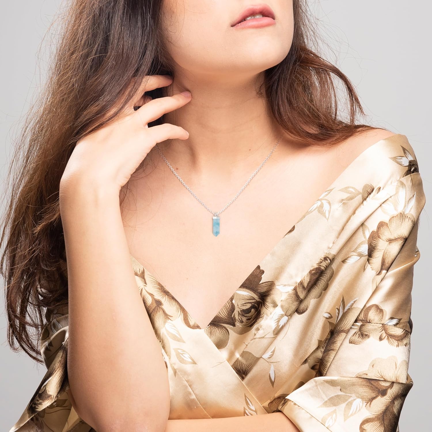 20x5mm Square Shape Natural Gemstone Pendant Necklace for Women | Birthstone Jewelry Gifts for Her Birthday, Anniversary, Graduation (Bezel-Set) - Image 5