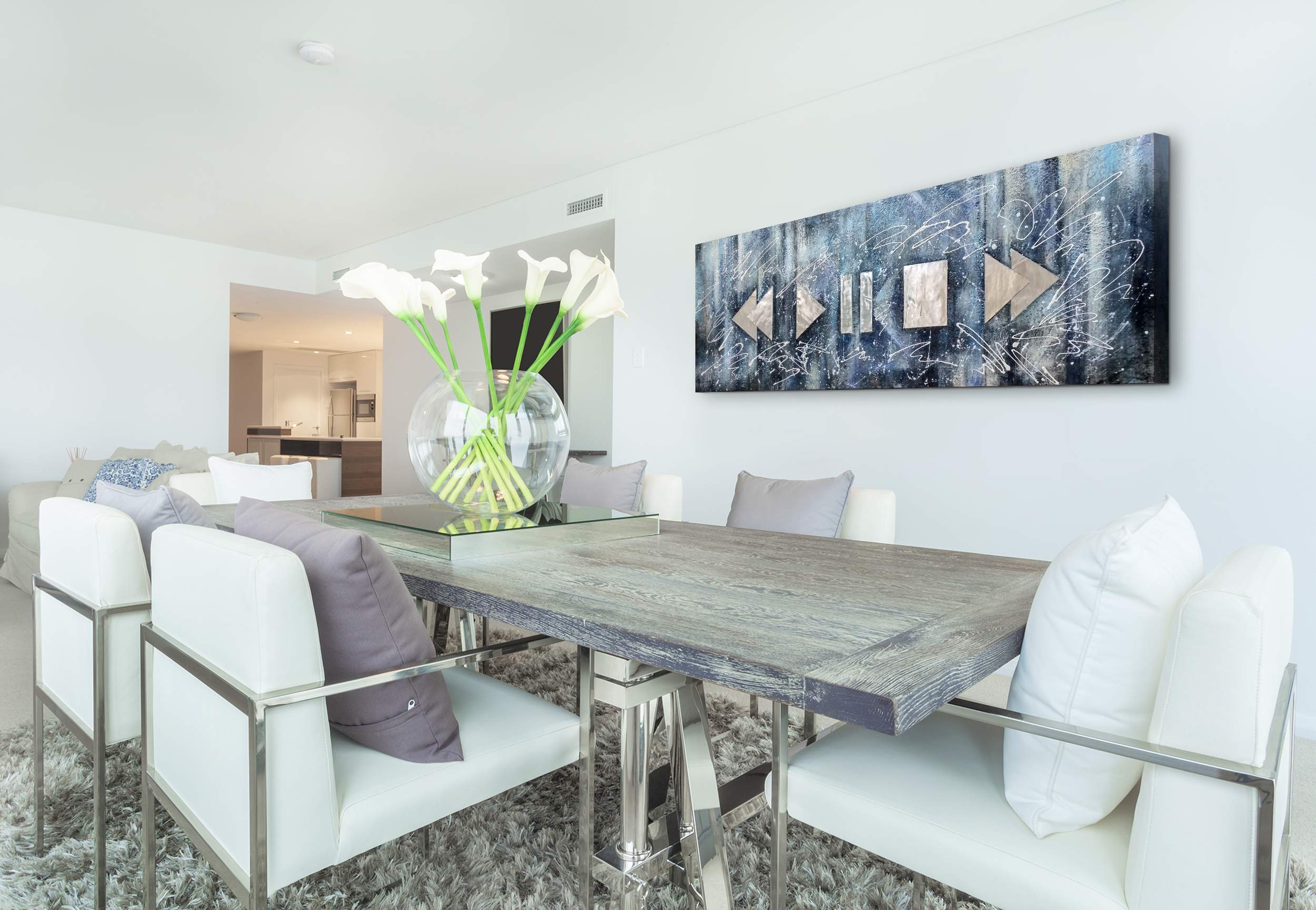 YS-Art Loft | cuadro pintado a mano Lebensrhythmus | cuadro moderno acrilico | 150x50 cm | lienzo pintado a mano | cuadros dormitories | único | LT009
