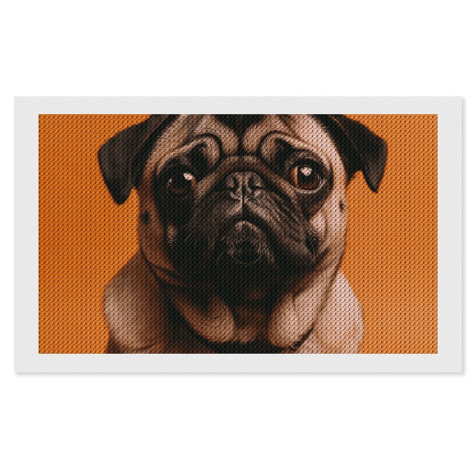 NONHAI Diamond Painting Kits for Adults - DIY Diamond Art Kits for Beginners - Full 5D Paint Drill Diamond Dots Paintings- A Pug Diamonds Pictures Gem Art and Craft Wall Decor 12"x20"