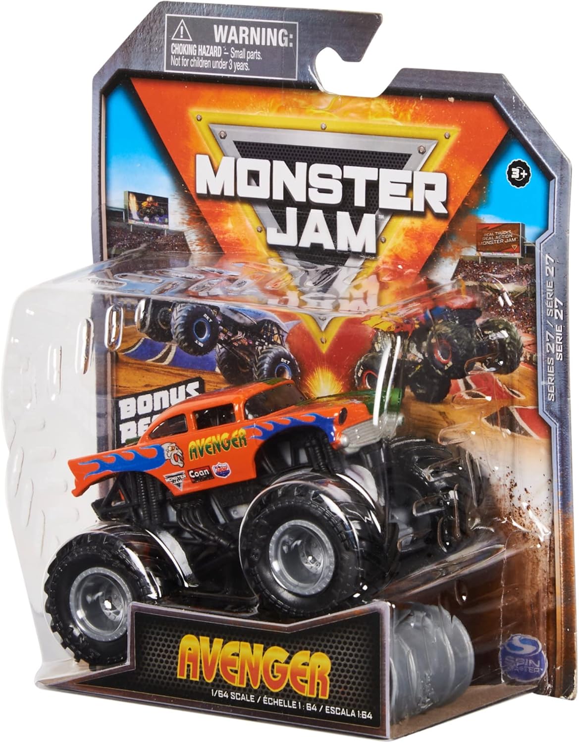 Monster Jam 2022 Spin Master 1:64 Diecast Truck with Bonus Accessory: Arena Favorites Avenger