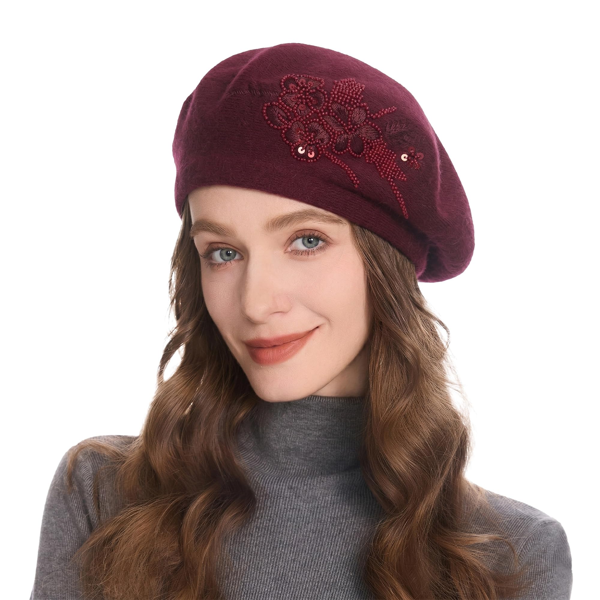 ZLYC Damen Winter Baskenmütze Französische Barett Doppelschicht Warm Beret