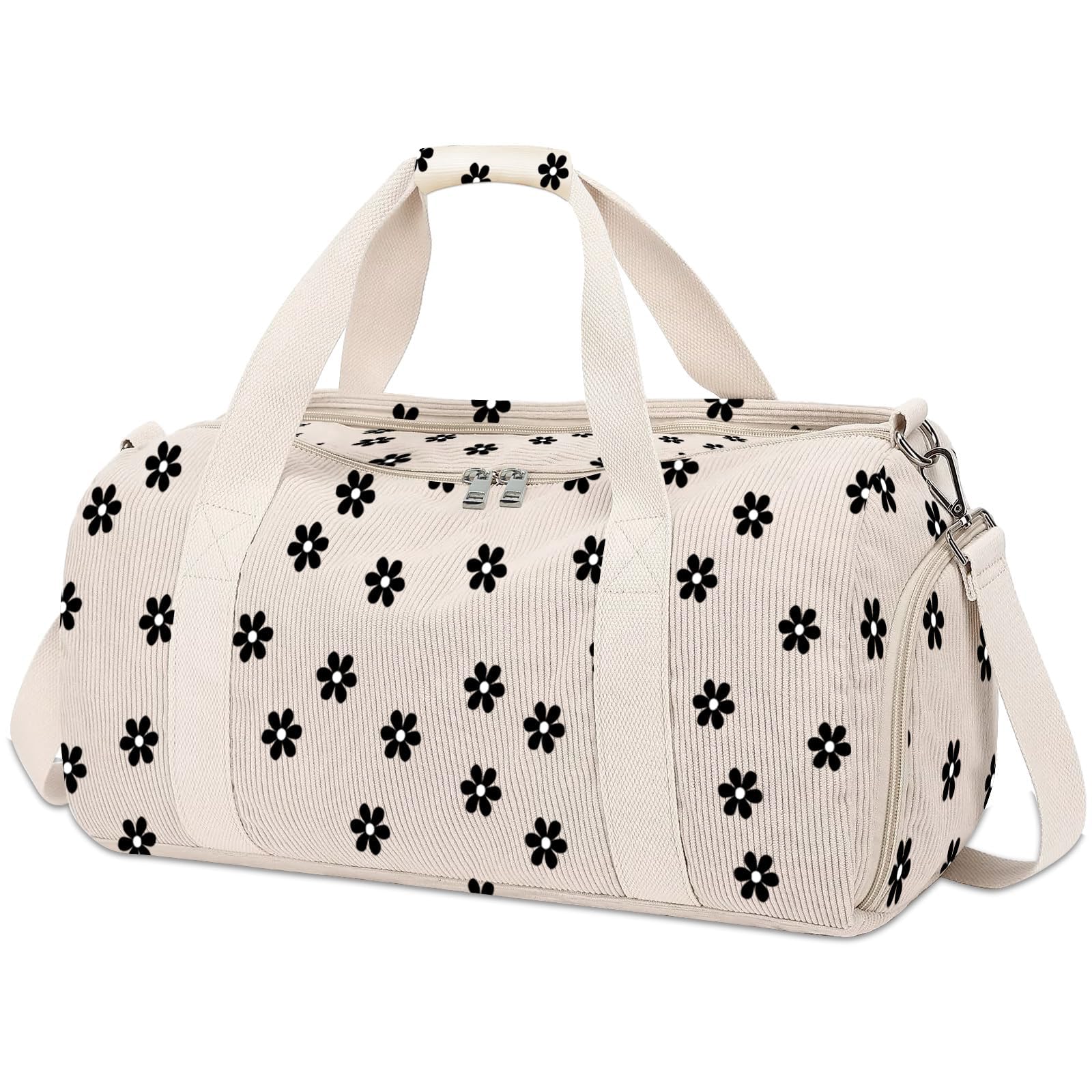 Duffle Bag for Woman Corduroy Gymnastics Sports Bag for Kids Dance Girls with Shoe Compartments