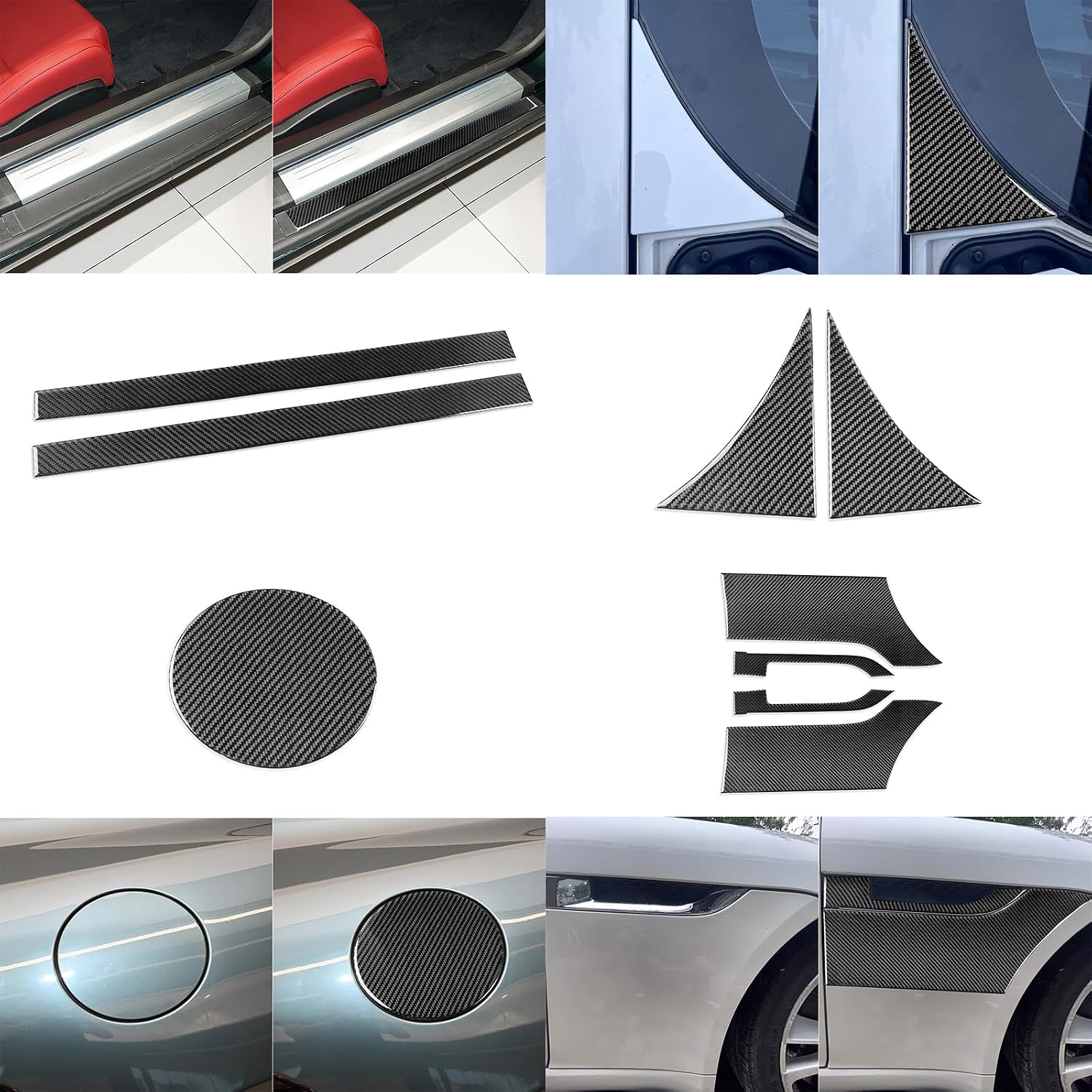 Carbon Fiber Compatible with Jaguar F-Type 2013-2024 Interior Accessories Full Set (Full Set Black)