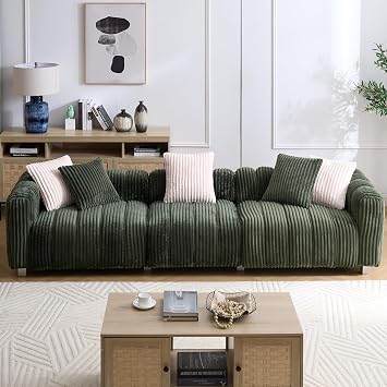 80" Small Love Seat Couches, Plush Sofa Loveseat, Comfy Oversized Loveseat Sofa with 4 Soft Pillows for Living Room, Apartment Green, 3 Seats