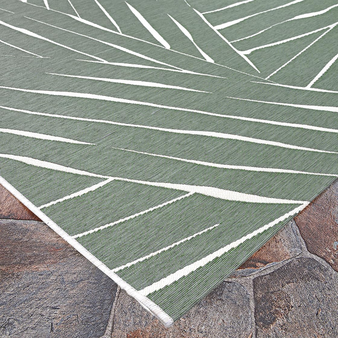 Couristan Dolce Indoor Outdoor Patio Rug - 5'3" x 7'6" Rectangle, Parquet Fern Transitional Abstract, Pet-Friendly Low Maintenance Rug for Patio, Deck, or Living Room