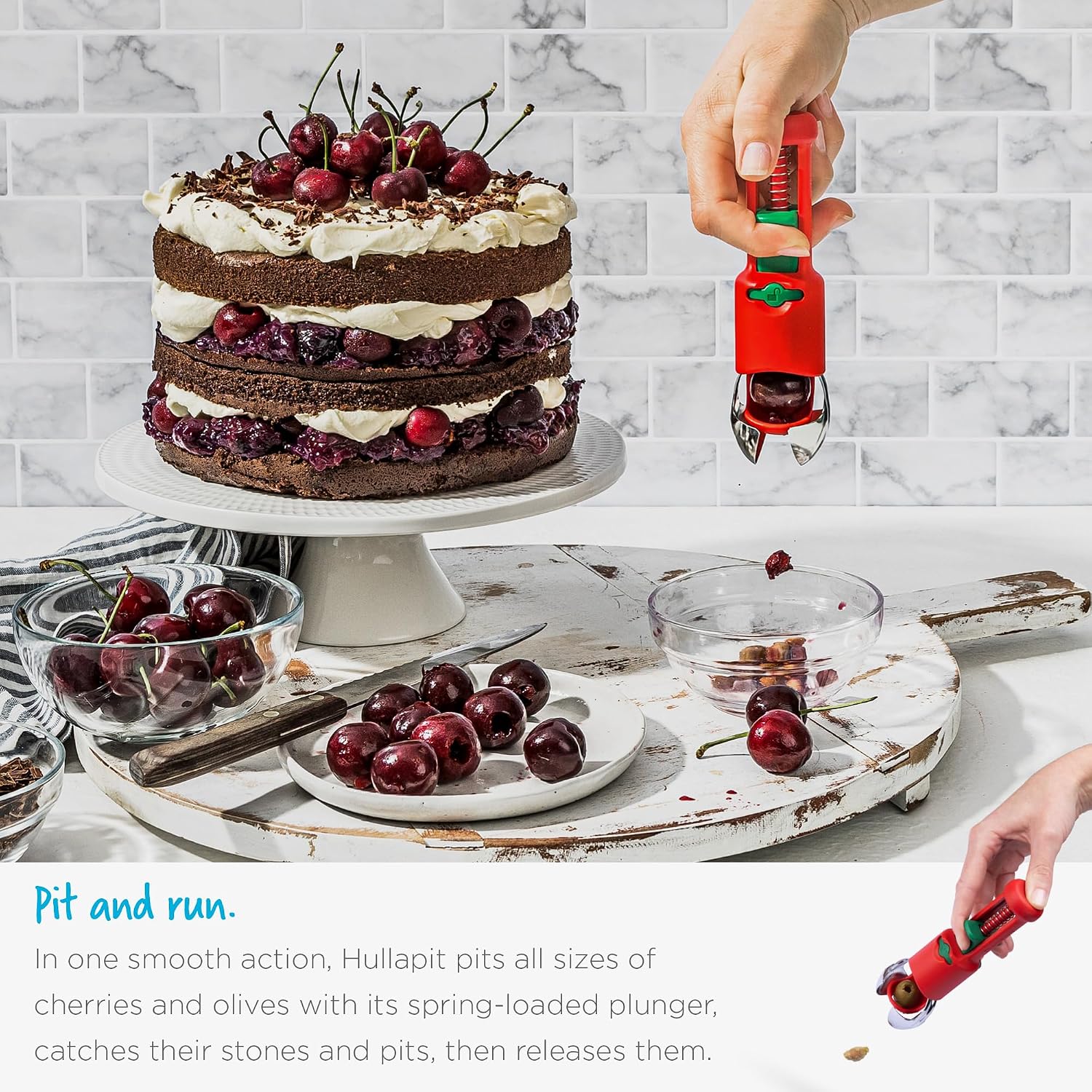 Dreamfarm Hullapit 2-in-1 Cherry Pitter & Strawberry Huller Berry Tool