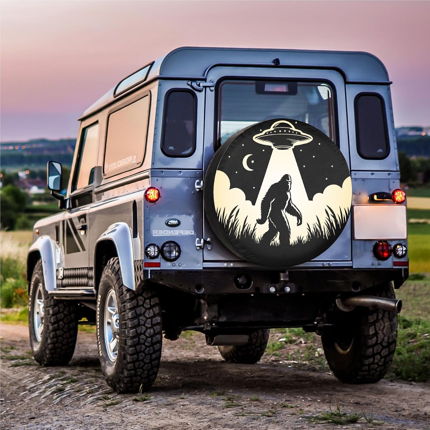 Camper Spare Tire Cover Bigfoot and UFO Fit for RV Trailer Truck Van SUV and Other Popular mid-Size Vehicles Motorhome Travel Trailer Accessories Wheel Cover 12" 13" 14" 15" 16" 17 Inch