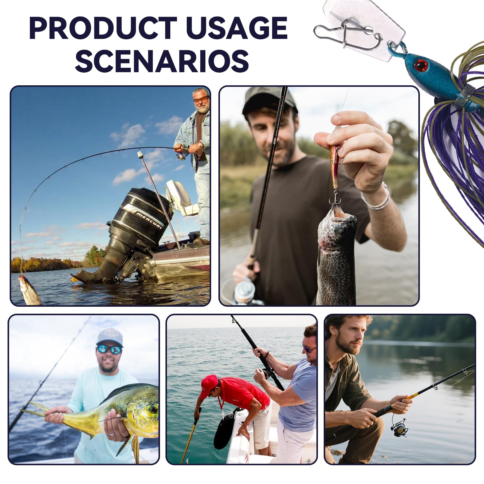 Chatterbait przynęta wędkarska na okonie, 6 sztuk, przynęta wędkarska, szczupak, spinnerbait, gumowa przynęta, sandacz, sztuczna przynęta wędkarska, zestaw do wędkowania szczupaków, pstrągów